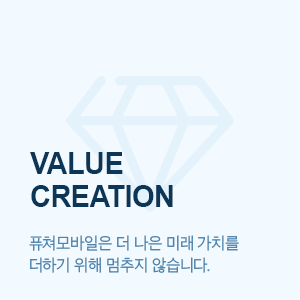 Value Creation 퓨처모바일은 더 나은 미래 가치를 더하기 위해 멈추지 않습니다.